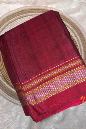 Handloom Ilkal Special chikki paras Saree – Viscose by Cotton with Silk Pallu