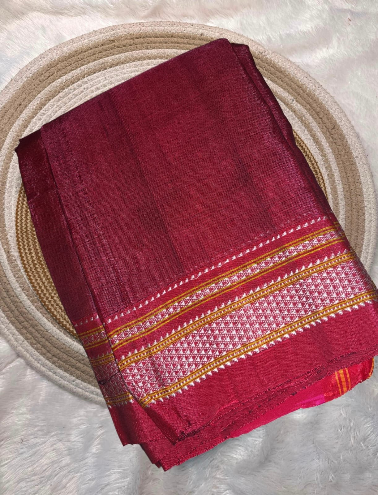 Handloom Ilkal Special chikki paras Saree – Viscose by Cotton with Silk Pallu