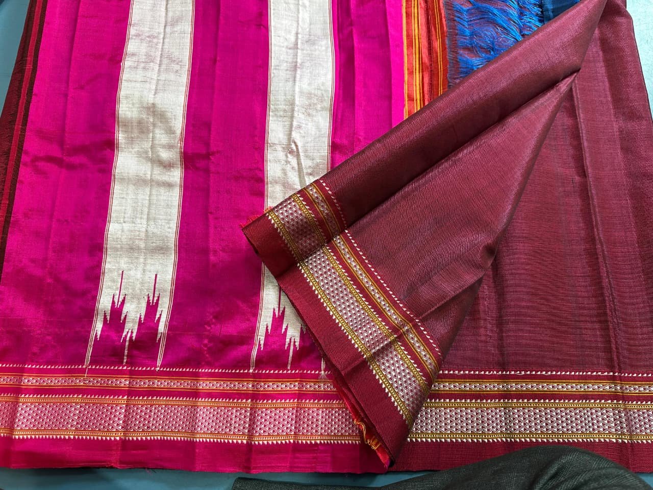 Handloom Ilkal Special chikki paras Saree – Viscose by Cotton with Silk Pallu - Image 2