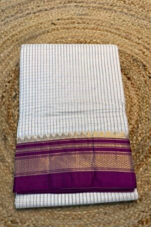 Purple Ilkal Small Check Cotton Silk Saree