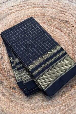 Royal balckChikki Paras Boder Zari Checks Ilkal Saree