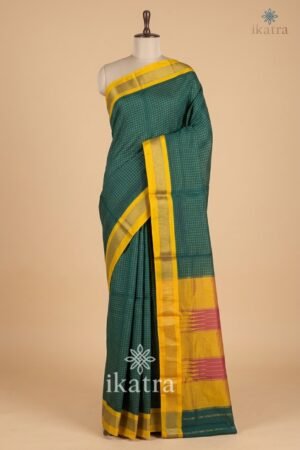 Ilkal Small jari Check Cotton Silk Saree