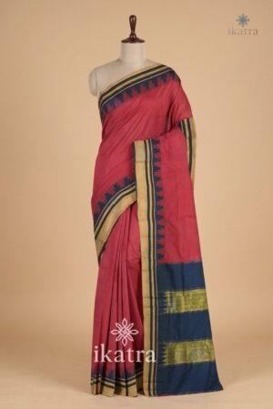 Soft silk Temple Gadwal plain saree Pallu - ilkal pallu