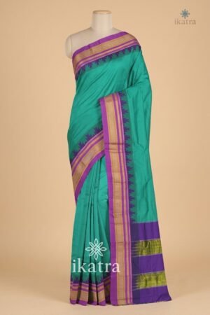 Soft silk Temple Gadwal plain saree Pallu - ilkal pallu