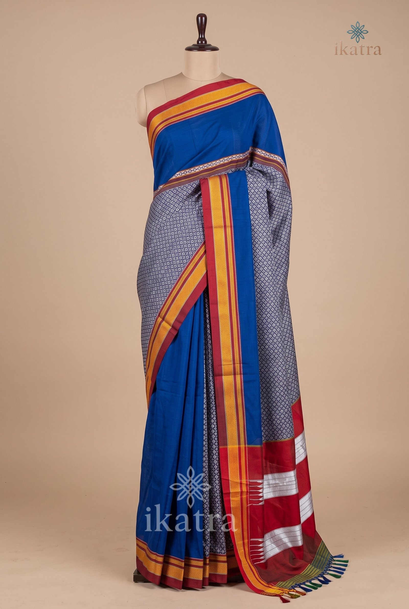 Blue Ilkal Saree with Khun Material