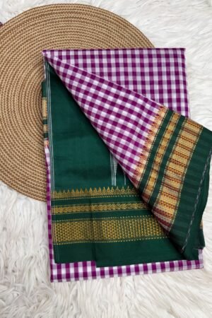 Ilkal Special Tam Tam Checks Saree – Pure Mercerised Cotton Silk with Tope Pallu